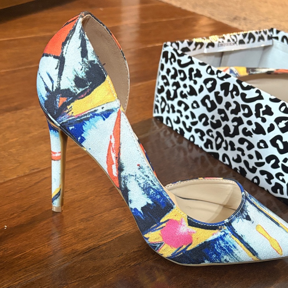 Anne Michelle Multicolor Abstract Heels - Picture 3 of 4